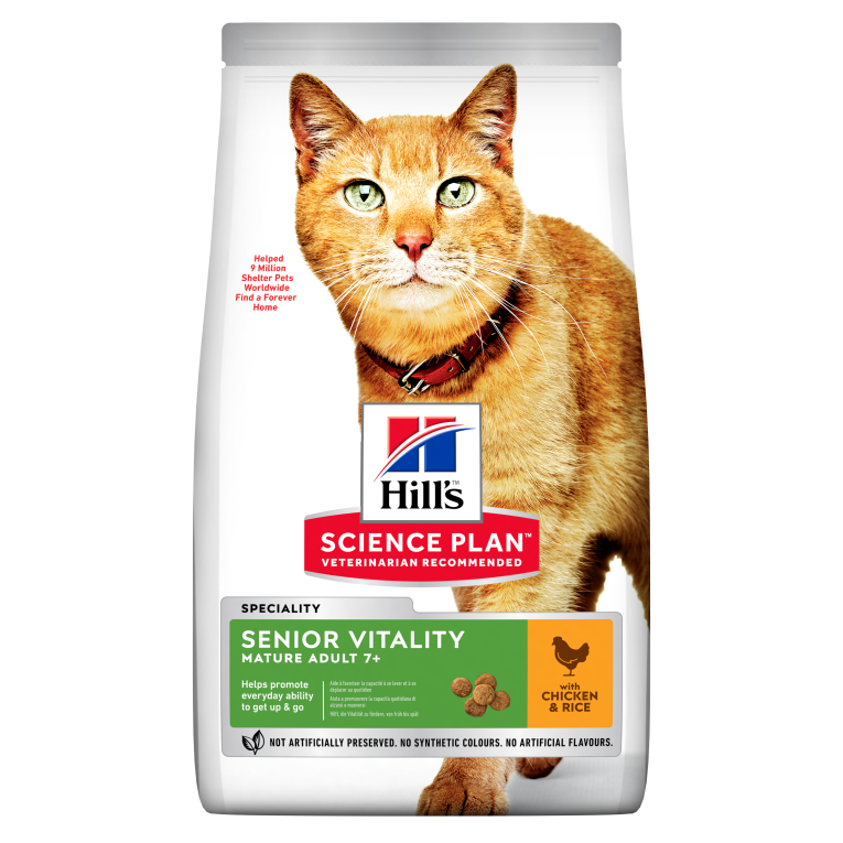 SP Feline Mature Adult Senior Vitality Chicken _ Rice Dry 3D Full Front EU 605263