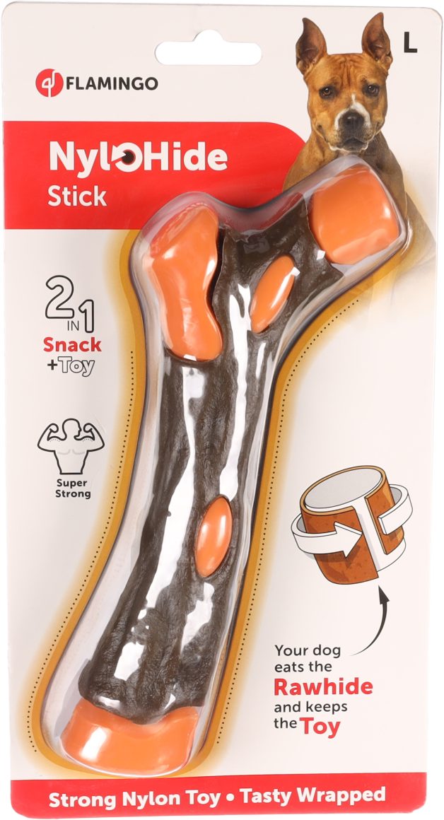 Dog Toy Nyl'O Hide Stick - Buffalo Skin &amp; Chicken Flavour